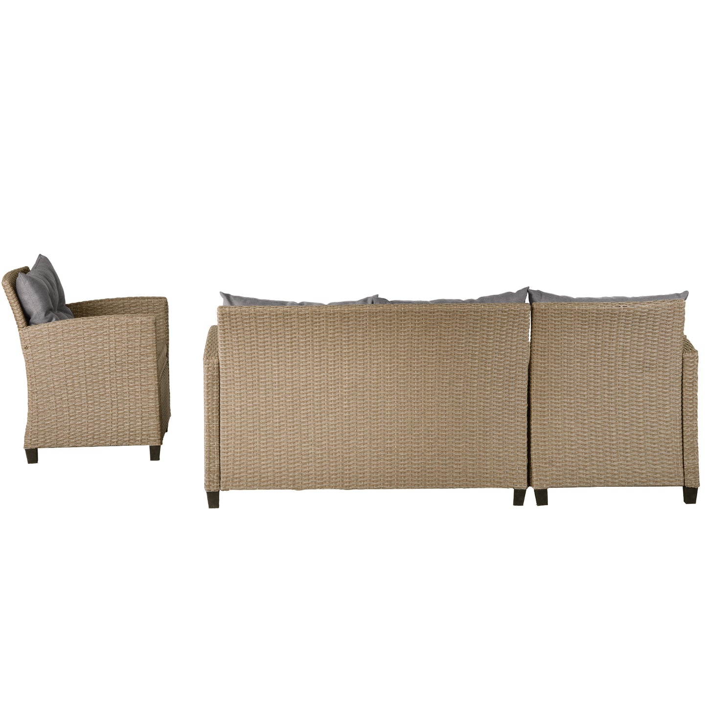 Lorimer 4 Pc Outdoor Patio Rattan Sectional Sofa Set - Gray