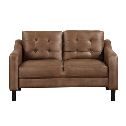 Neo Loveseat Button Tufted Contoured Arms - Brown