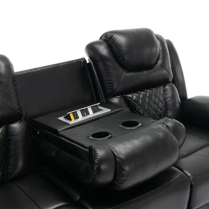 Milo 3 Pieces Recliner Sofa Sets - Black