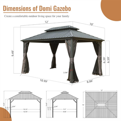 Genesis 10 X 12 ft Hardtop Gazebo - Gray