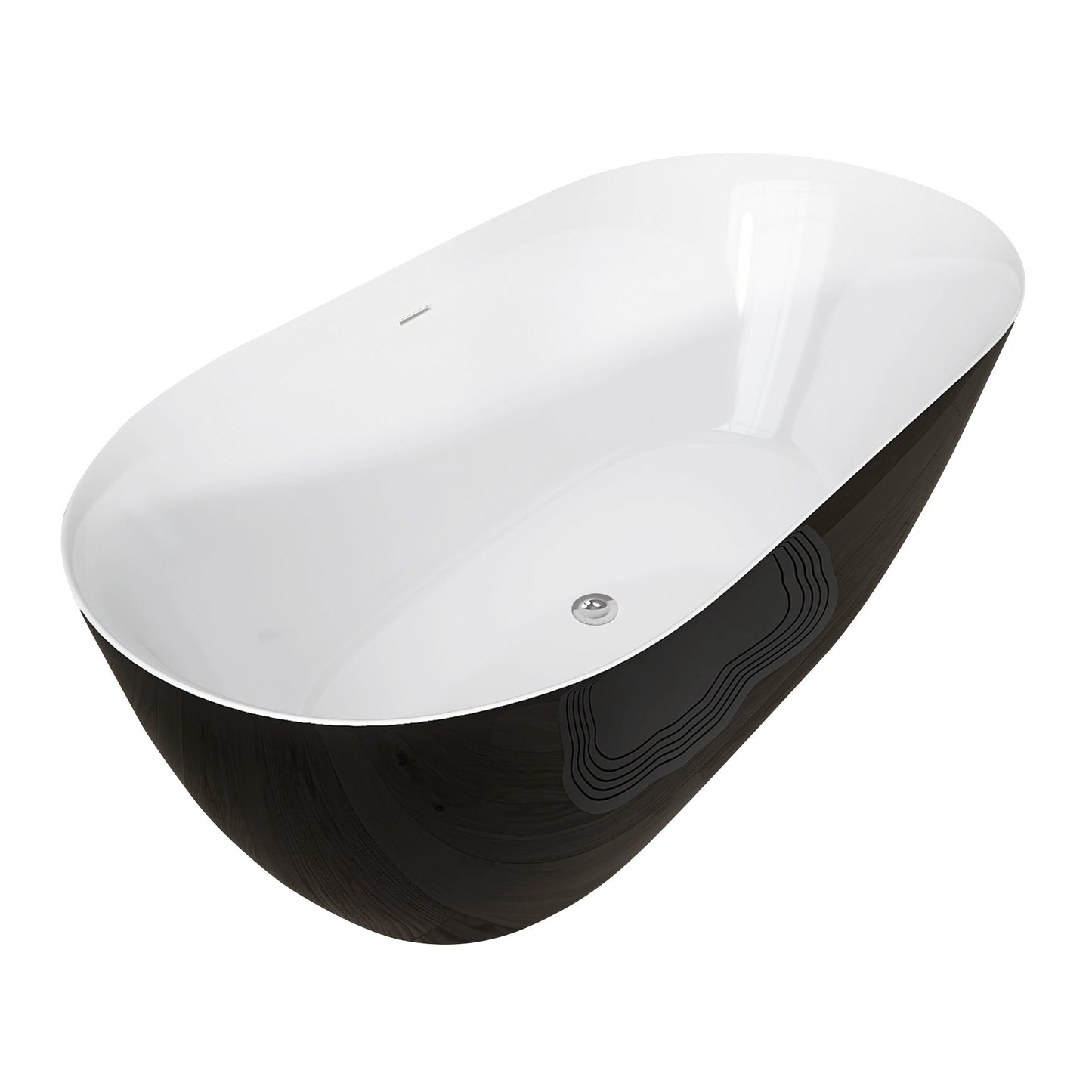 Nuvo 59" Acrylic Free Standing Oval Shape Soaking Tub - Gloss Black+White