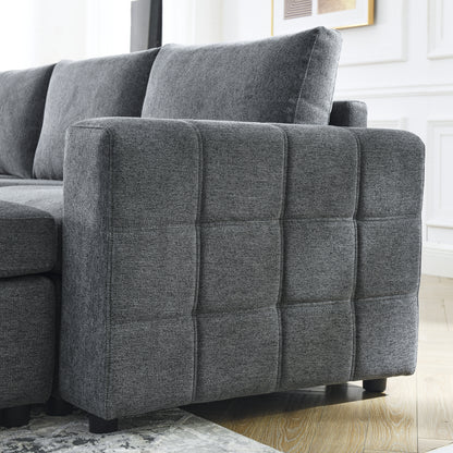 Varga Modular Sectional Sofa Sets (4-Seater with Ottoman) - Gray