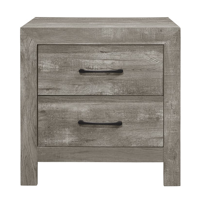 Yodi Wooden Nightstand 2x Drawers - Gray