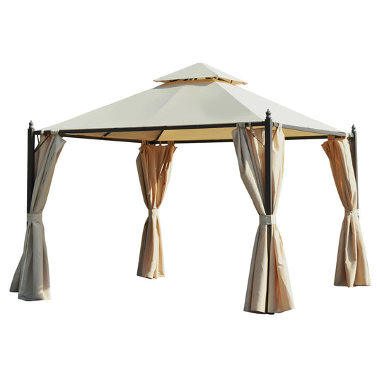 Enola 10 x 10 ft Patio Gazebo Two-Tier Roof - Beige