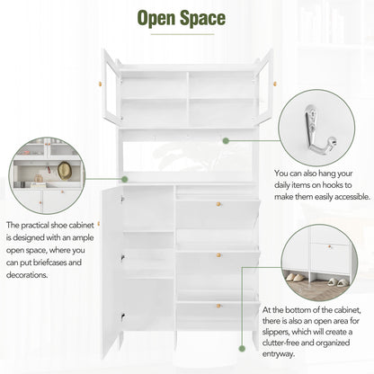 Felix III Shoe Cabinet with Open Storage Space - White