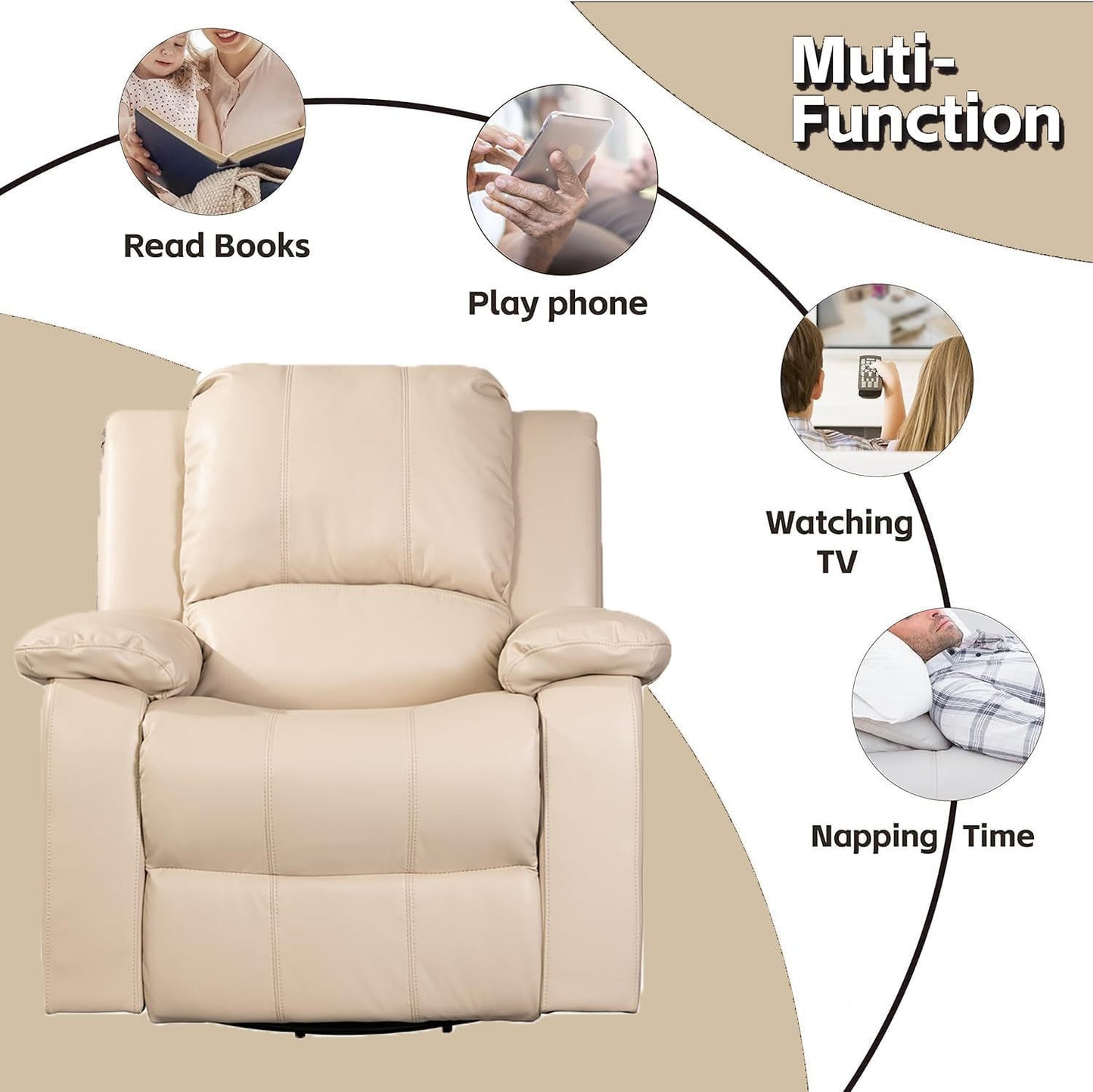 Rossi Power Recliner Chair - Beige