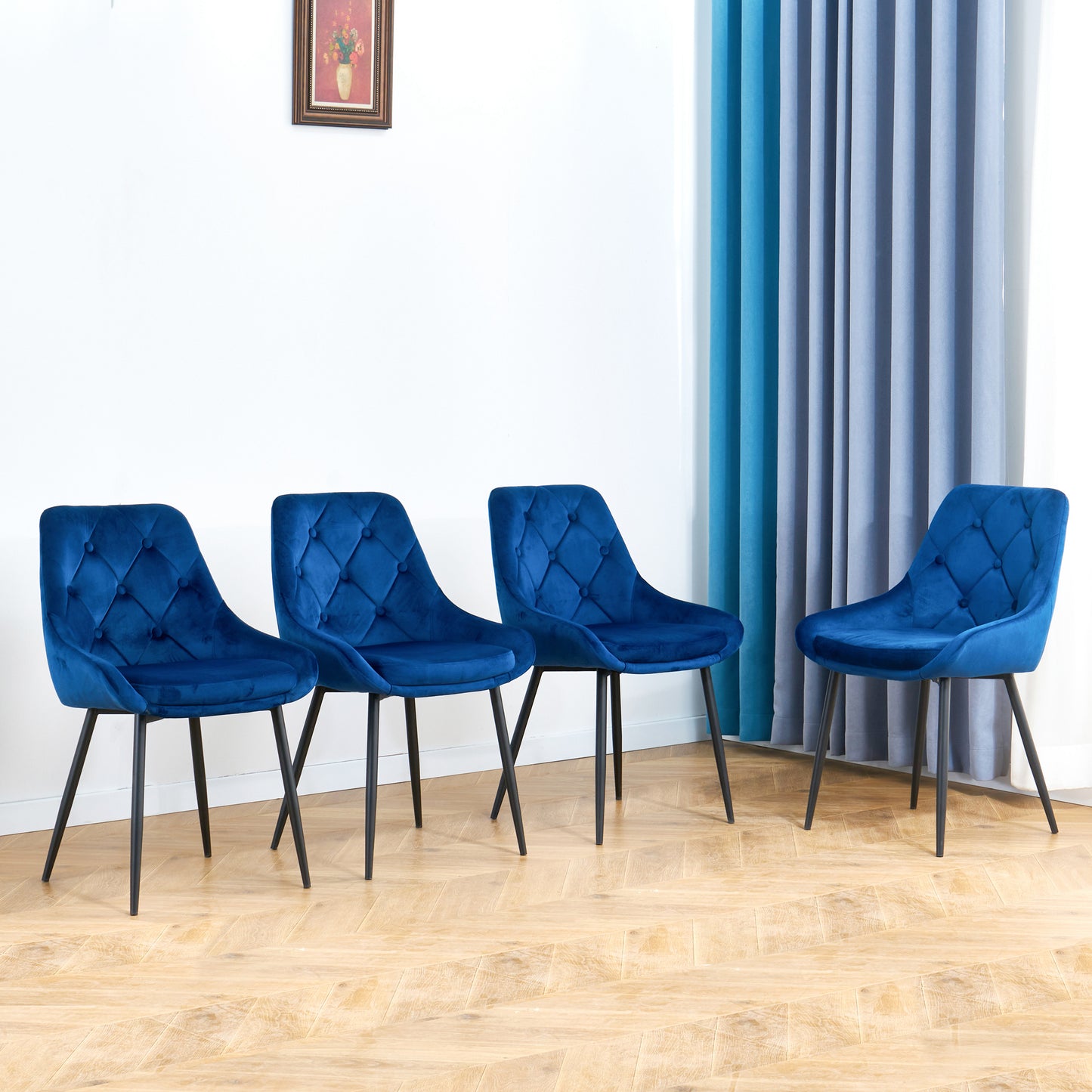 Sheron Velvet Dining Chairs (Set of 2) - Blue