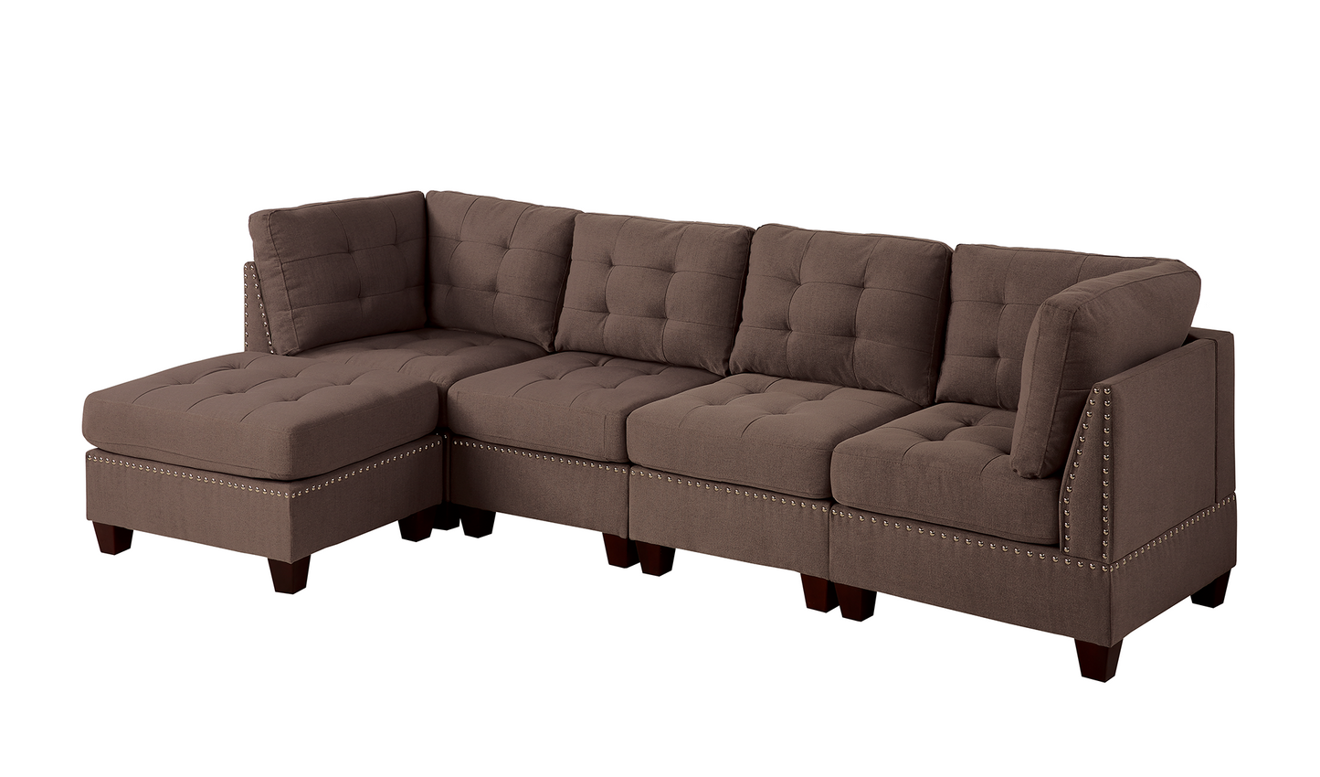 Lyra 5 Pcs Modular Sofa Set - Coffee