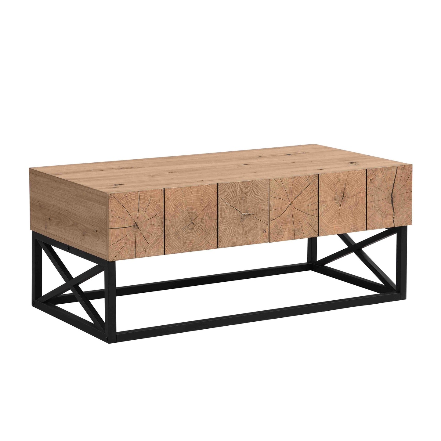 Industrial Coffee Table With Two Drawers