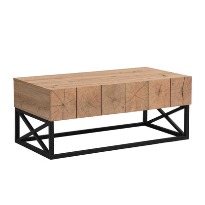 Industrial Coffee Table With Two Drawers