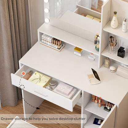 Emma Vanity Desk with Mirror & Light - White