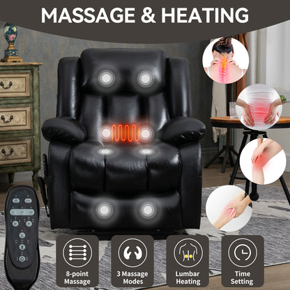 Brooklyn Dual Motor Power Lift Recliner Chair with Massage and Heating - Black