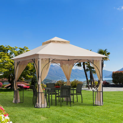 Bostic 10 x 10 ft Hardtop Patio Gazebo  Steel Corner Frame - Beige