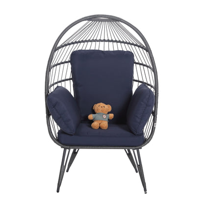 Mora Egg Wicker Outdoor Indoor Basket Chair - Navy