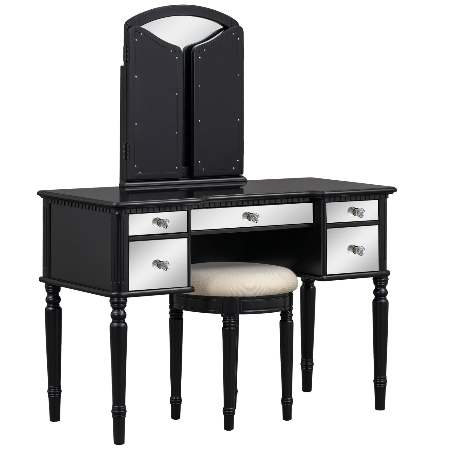 Hannah Makeup Vanity Set for Bedroom - Black