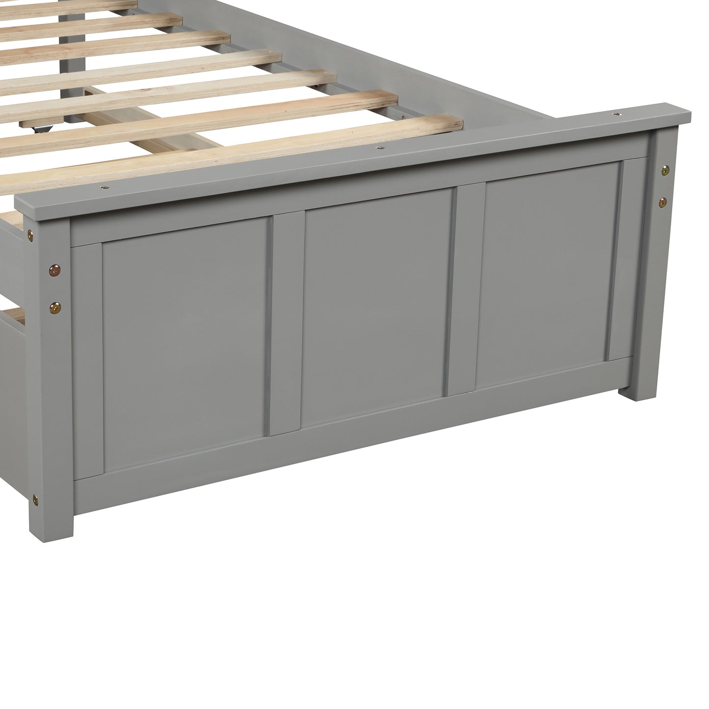 Iso Twin Size Platform Bed with Twin Size Trundle - Gray