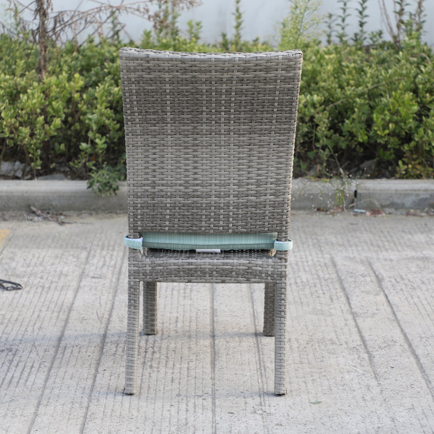 Aaron Outdoor Wicker Dining Chairs With Cushion (Set of 8) - Gray/Aqua