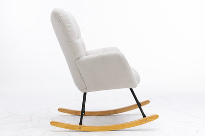 Noble Wool Fabric Upholstered Rocking Chair - White