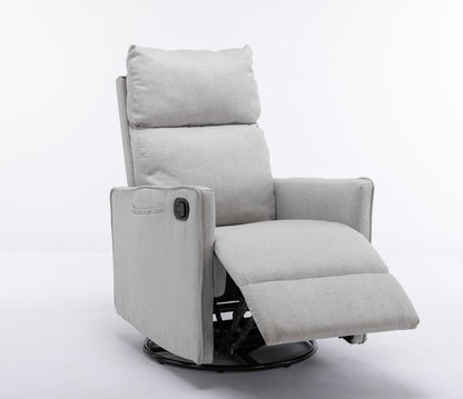 Cotton Linen Fabric Swivel Rocking Chair - Light Gray