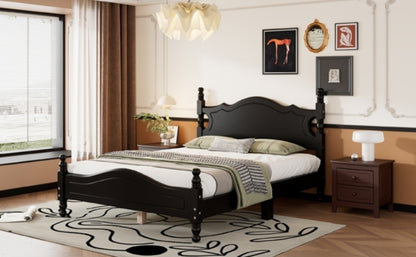 Quarto II Full Size Wood Platform Bed Frame - Black