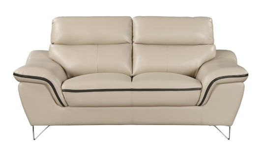 Eden Genuine Leather Loveseat - Beige