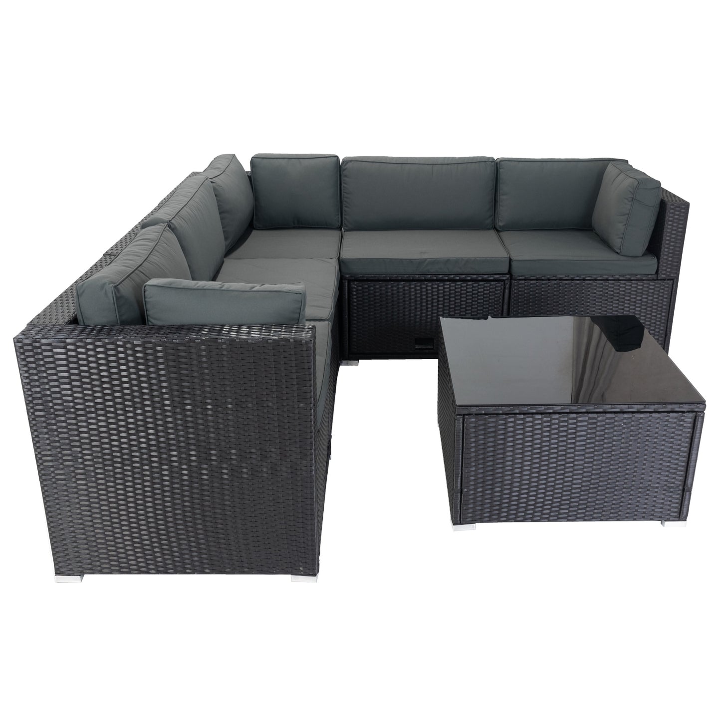 Nana 6 Pc Outdoor Patio Rattan Sectional Sofa Set - Black