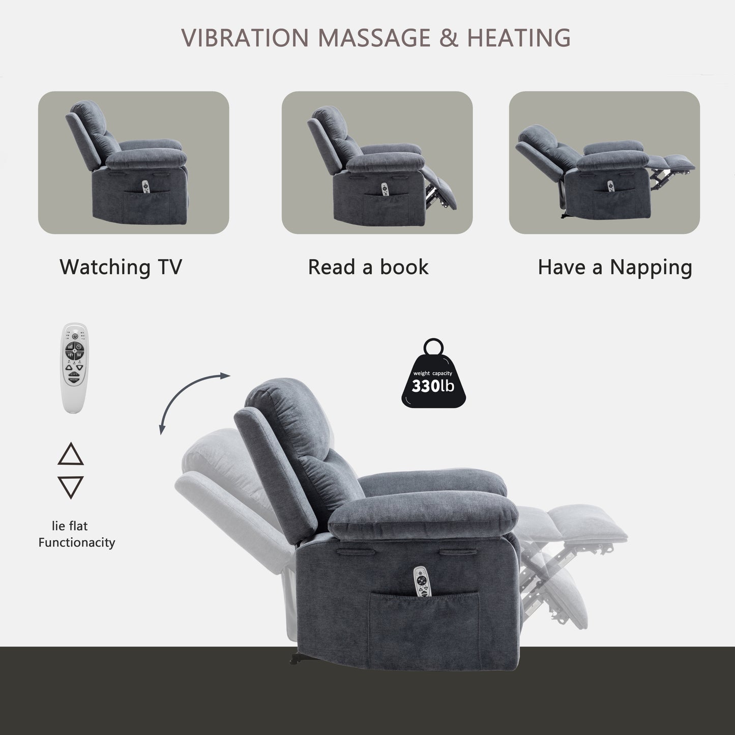 Aether Power Recliner Chair with Adjustable Massage Function - Dark Gray