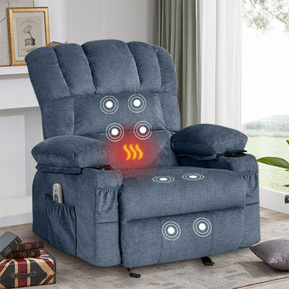 Ramos Recliner Chair Massage Heating sofa with USB - Blue