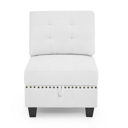 Molly Modular Sectional Sofa Three Single Chair ,Two Corner and Two Ottoman - Ivory