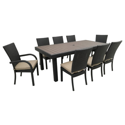 Zena 9 Pc Outdoor Dining Table Set - Brown/Chocolate