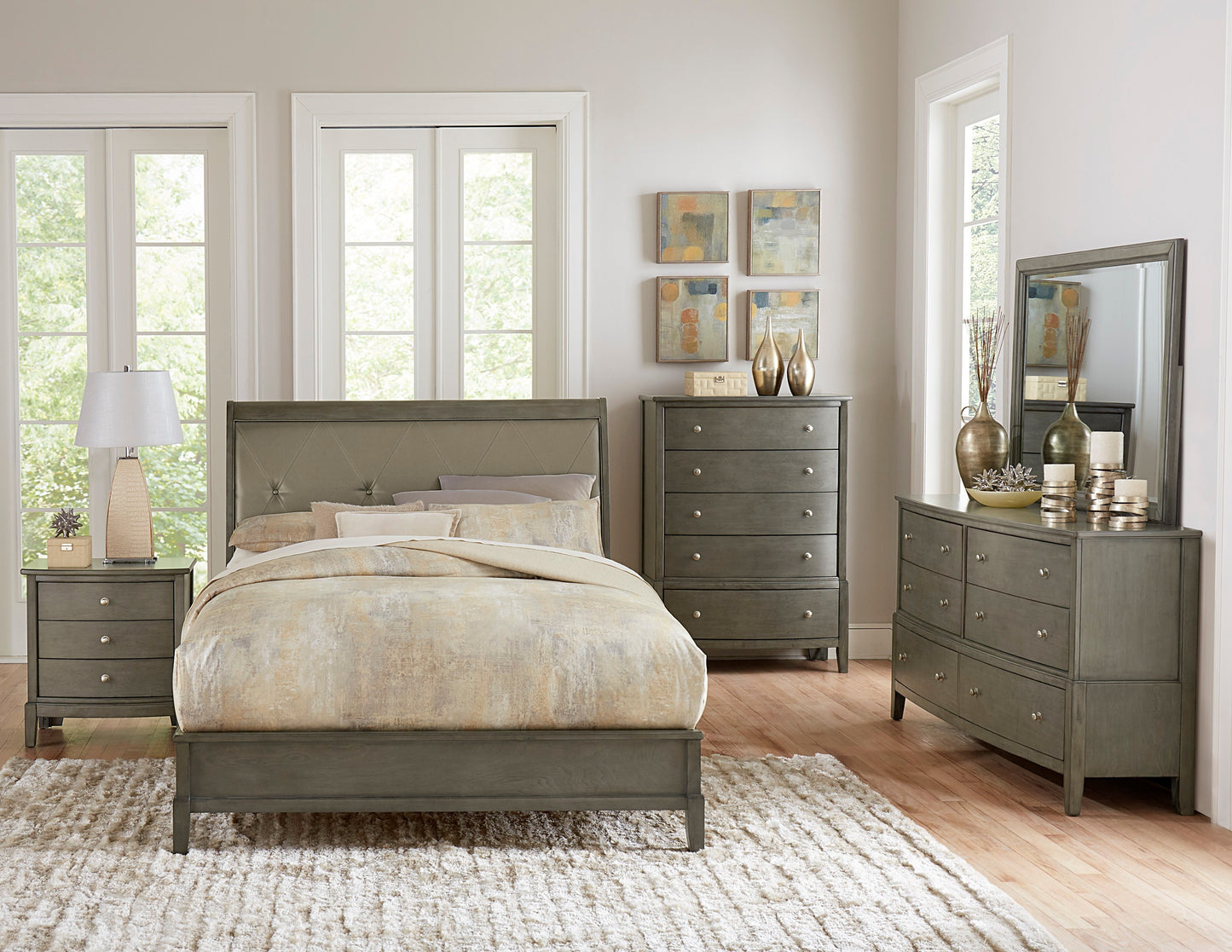 Marina3 Drawers Nightstand - Gray