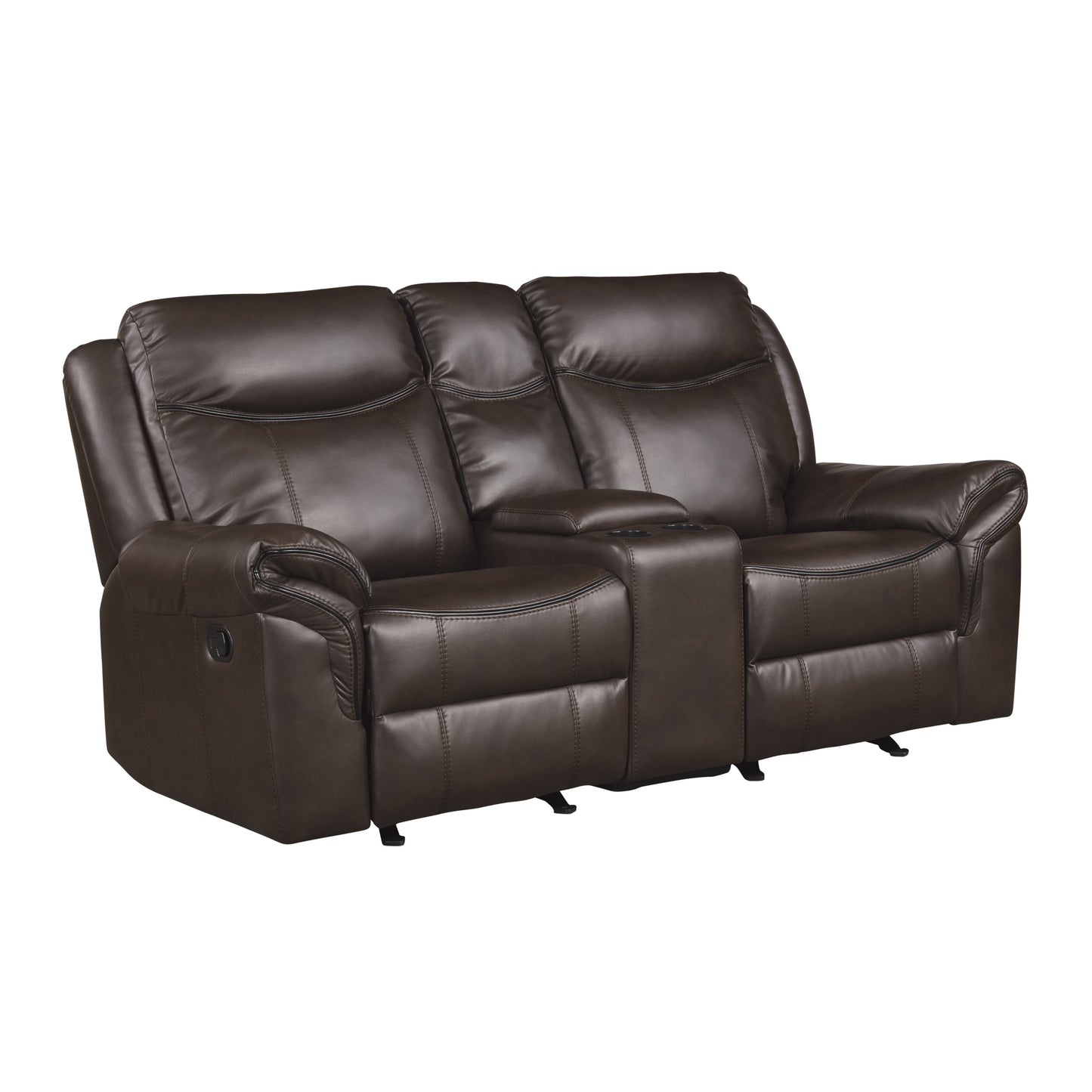 Asa Glider Recliner Loveseat w/ Storage - Dark Brown