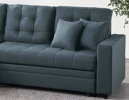 Amir Convertible Sectional Pull Out Bed Sofa Chaise Reversible Storage Chaise - Blue Grey