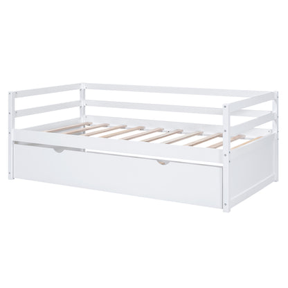 Zim Twin Size Daybed with Twin Size Trundle - White