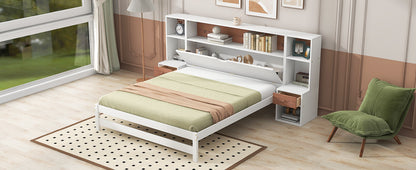 Jo Full Size Platform Bed w Storage Headboard and Drawers - White