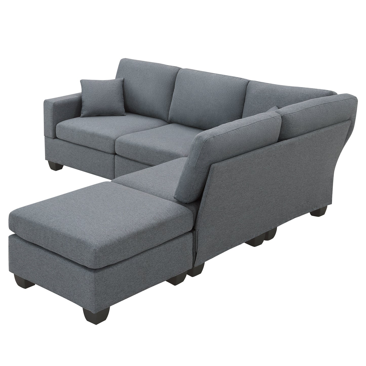 Aria 5-Seat Modular Sectional Set with Convertible Ottoman - Dark Gray