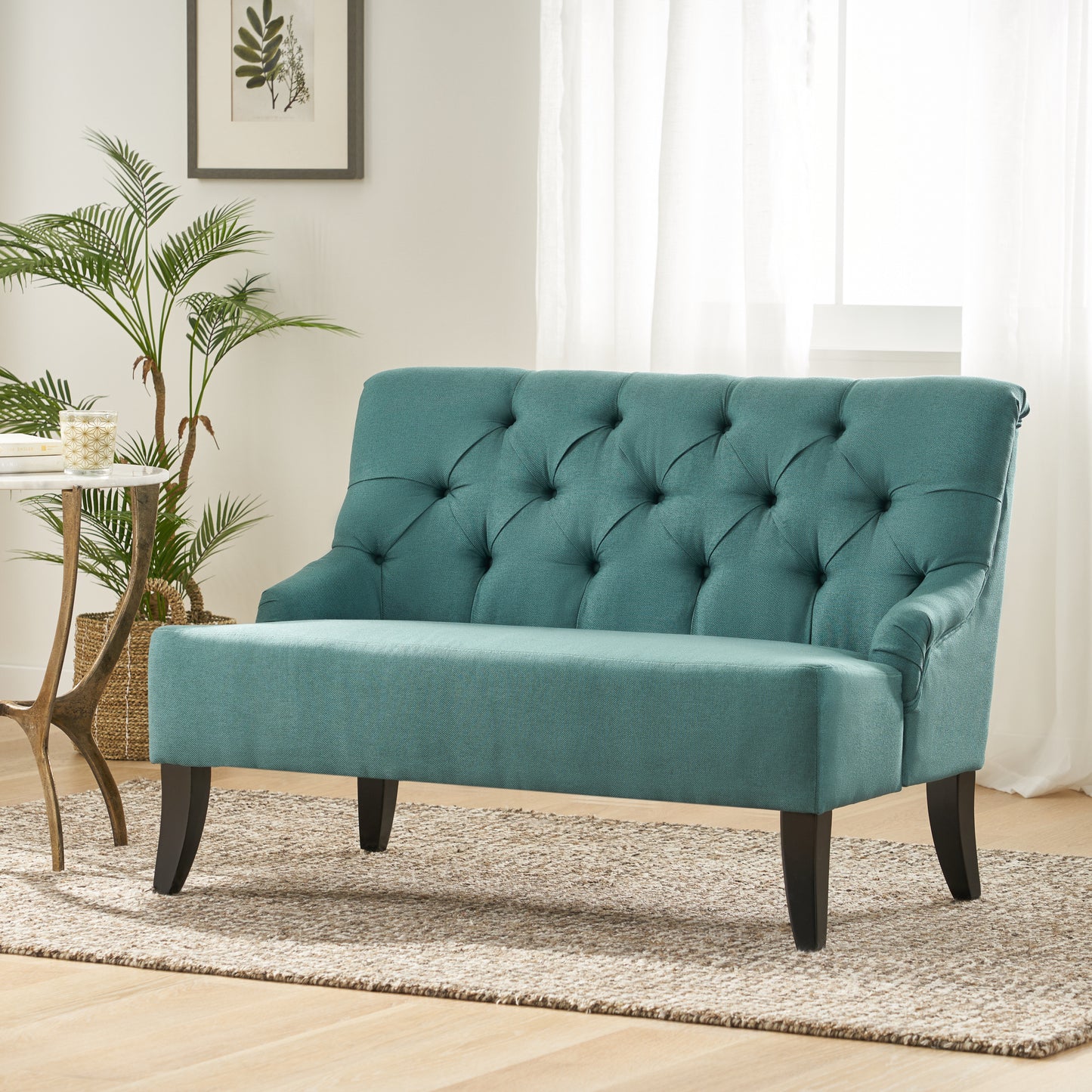 Nicole Velvet Loveseat - Teal