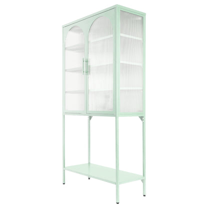 Arched II Glass Doors Floor Cabinet - Mint Green