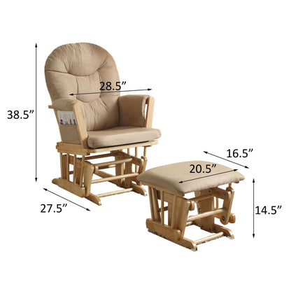 Sherman Glider Chair and Ottoman 2 Pcs Set - Taupe