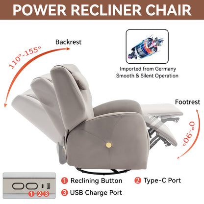 Bryce Power Recliner Chair with Lumbar and Neck Support - Gray