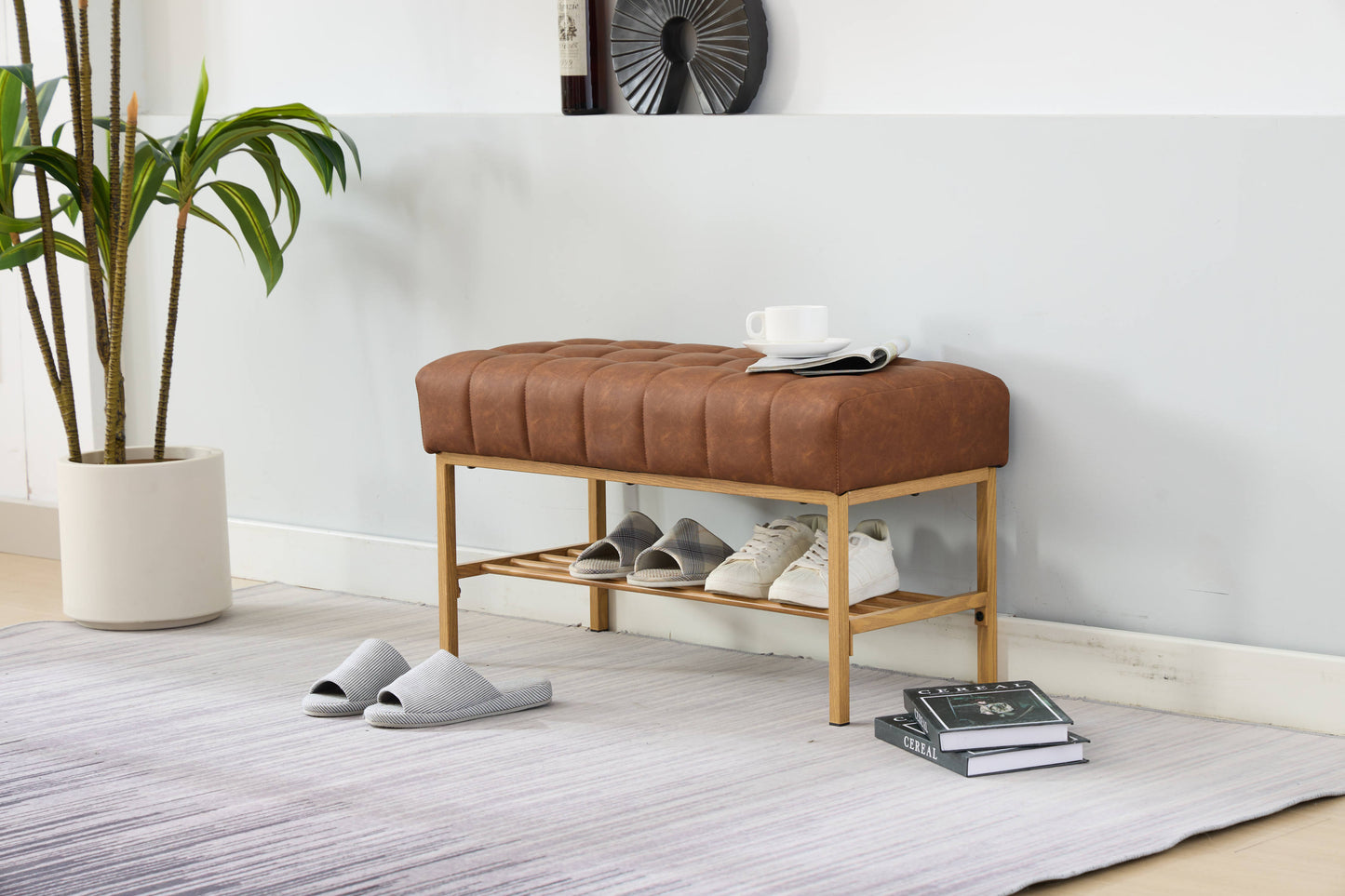 Lof Storage Shoe Bench - Brown