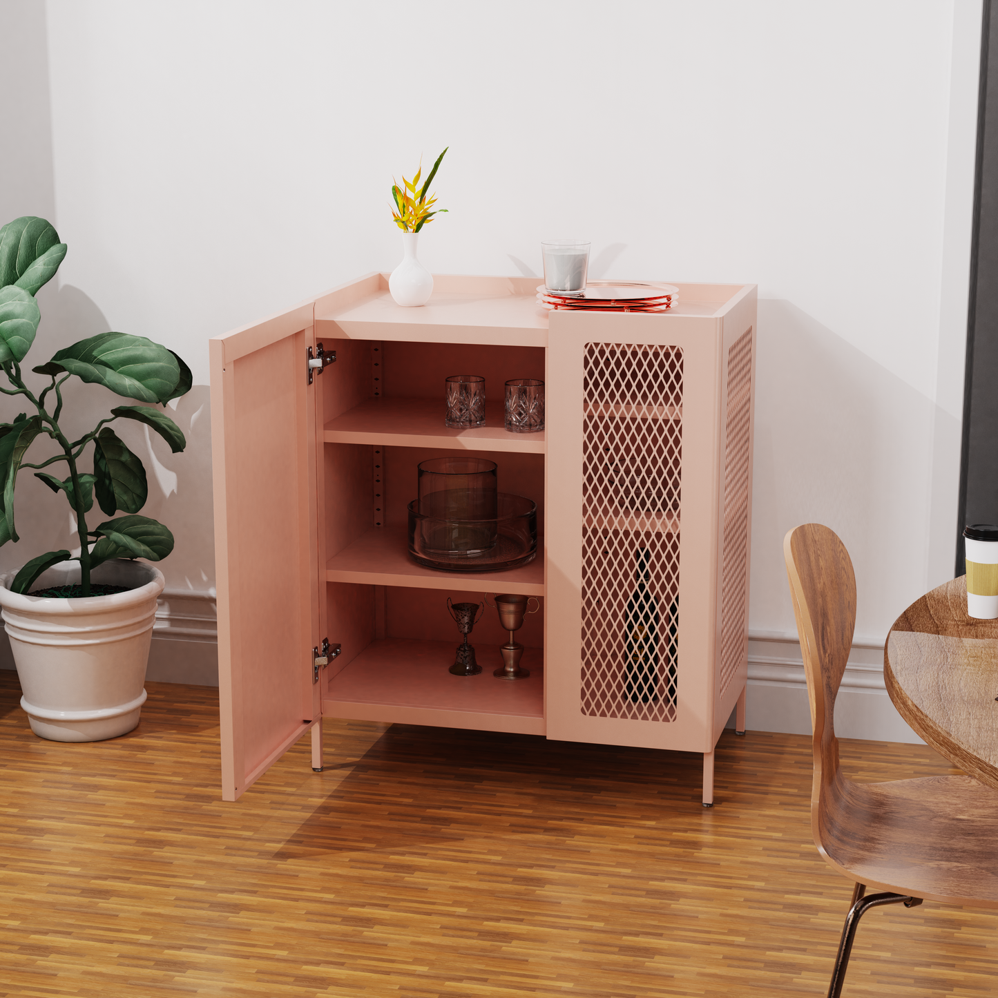 Lynn Metal Sideboard Cabinet - Pink