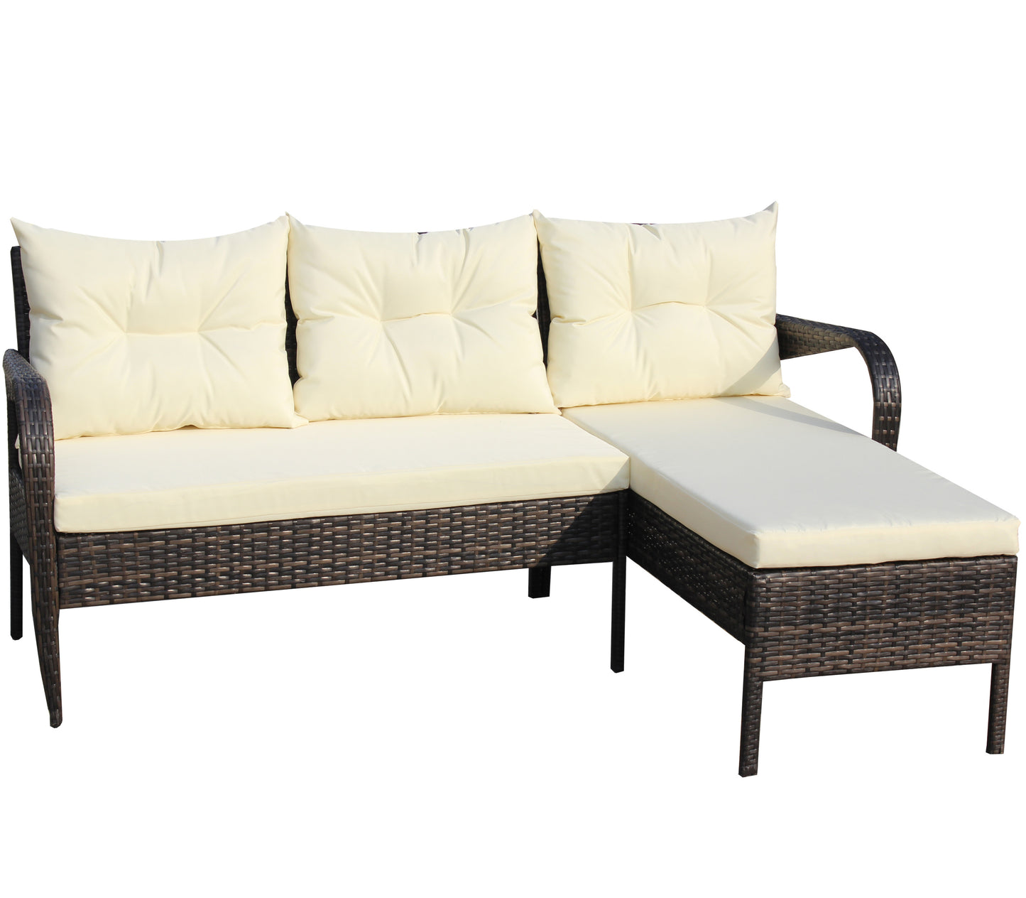 Hutson 2 Pc Outdoor Patio Wicker Ratten Sectional Sofa - Brown