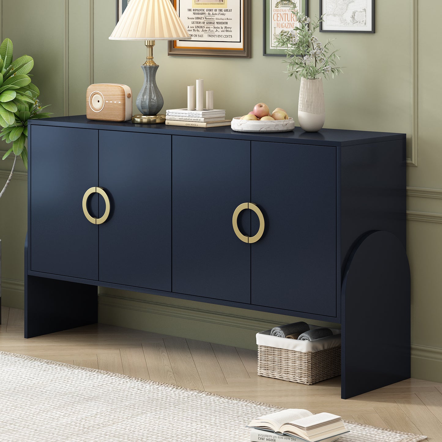 O II Metal Handle Storage Cabinet - Navy Blue