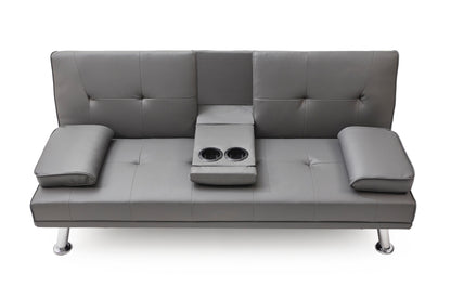 Neza Convertible Faux Leather Sofa Bed  - Grey