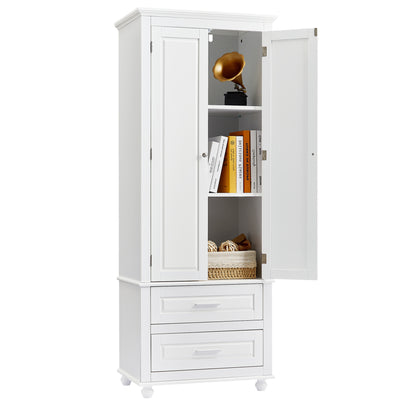 Vintage-style Bathroom Cabinet with Drawer - White