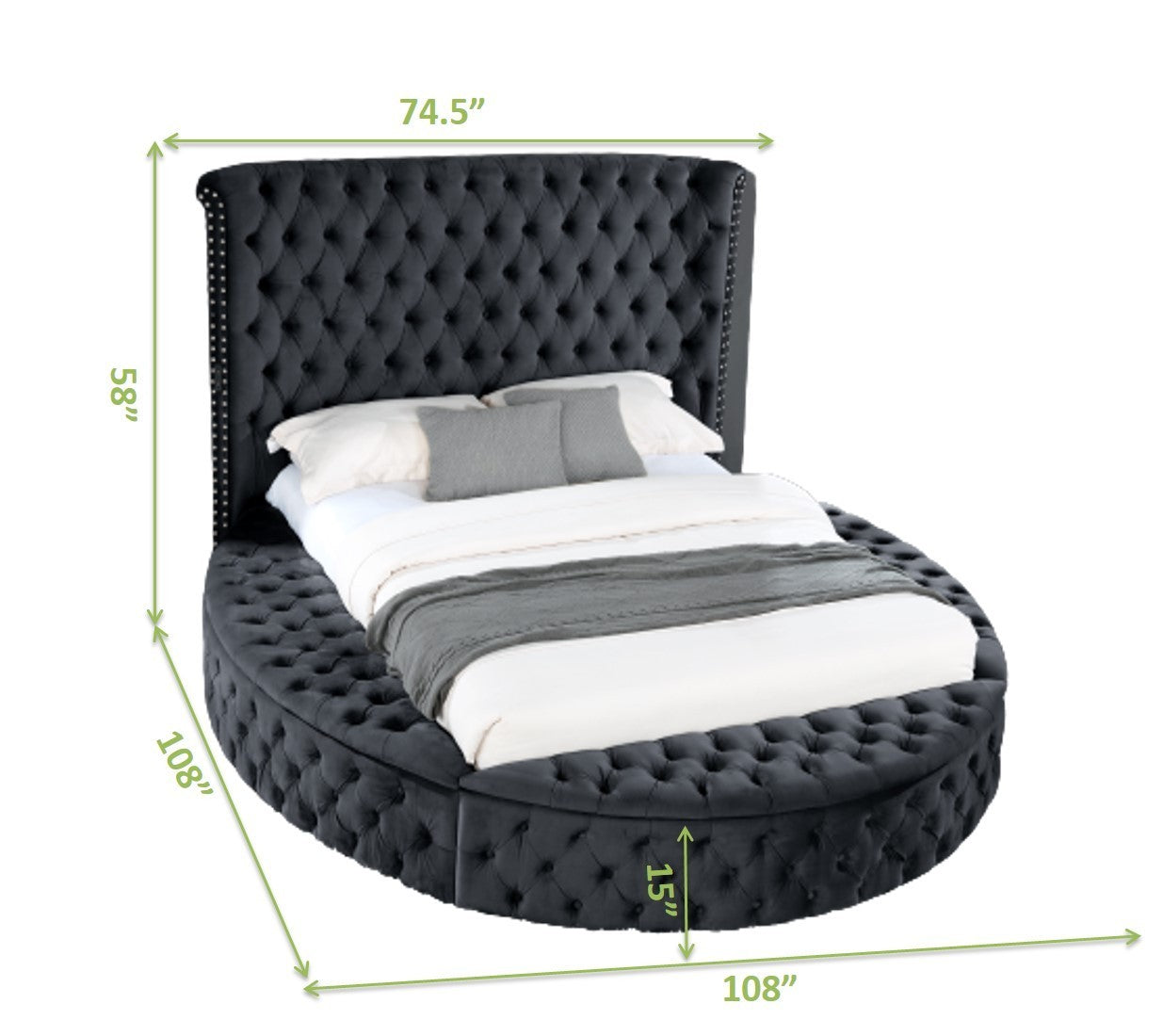 Hazel Queen Size Tufted Storage Bed - Black