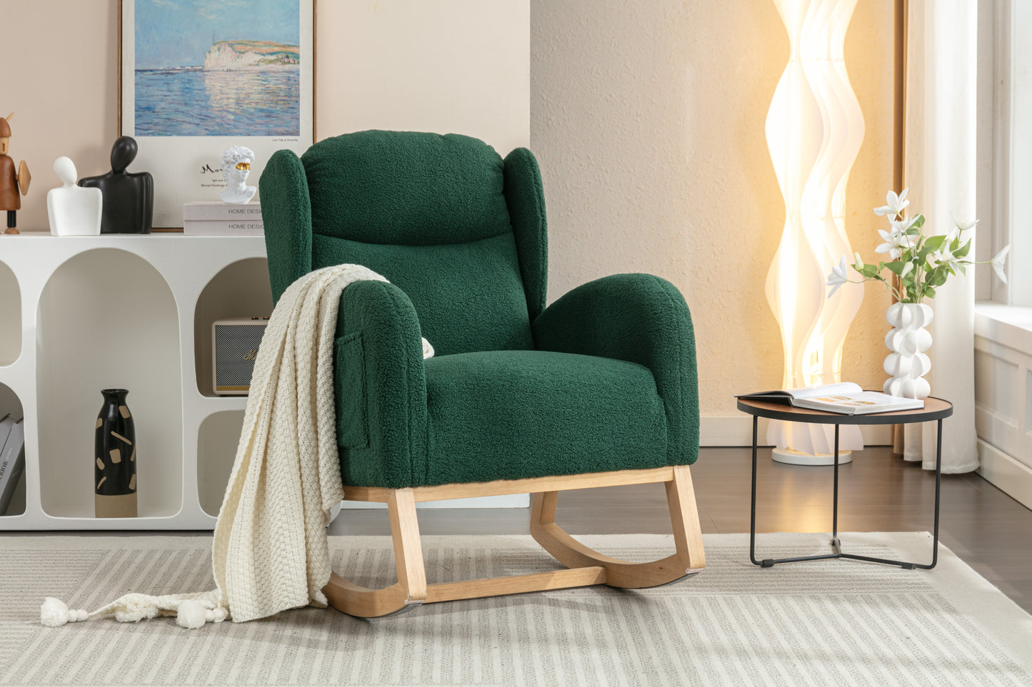 Nadia Teddy Fabric Rocking Chair - Green