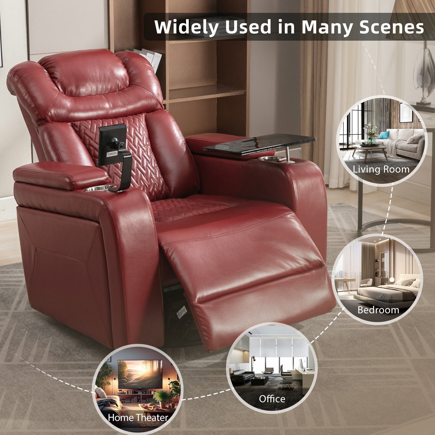 Comfort Max 270 Degree Swivel Power Recliner - Red