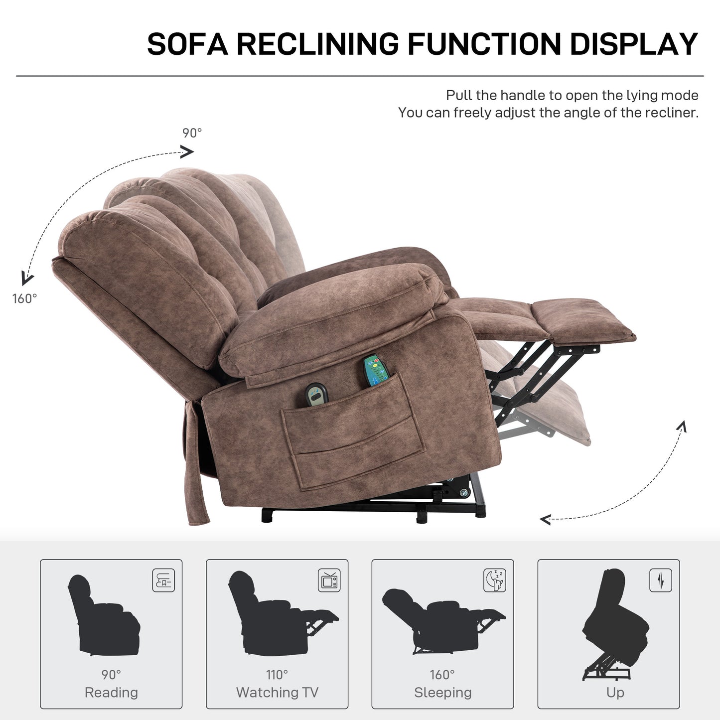 Harris Power Lift Recliner Chair with Massage - Brown